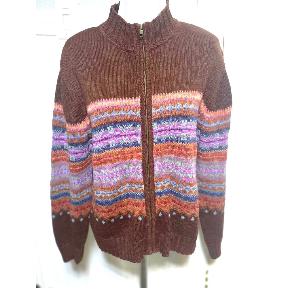 Vtg Large Heirloom Collectibles Cottage Core Fair Isle Grandma Sweater Boho